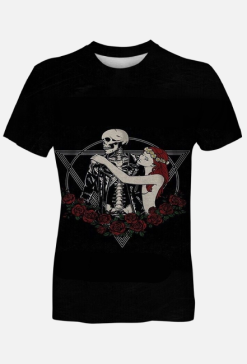 Koszulka Skeleton and women horror full print