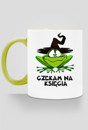 Kubek Czekam na Księcia z kolorowym uchem