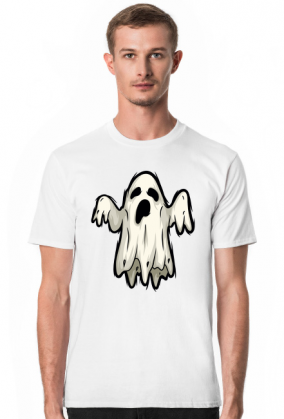 Lewitujący Duch - upiór - grafika - komiks - Halloween - męska koszulka