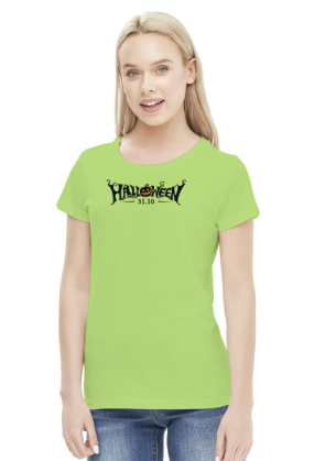 Upiorny napis Halloween i data 31.10 - grafika - komiks - męska koszulka