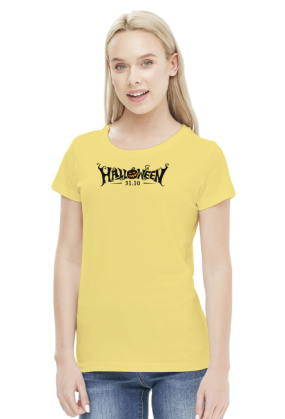 Upiorny napis Halloween i data 31.10 - grafika - komiks - męska koszulka