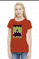 Sympatyczna twarz zielonego potwora w komiksowym stylu - Halloween - damska koszulka