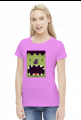 Sympatyczna twarz zielonego potwora w komiksowym stylu - Halloween - damska koszulka