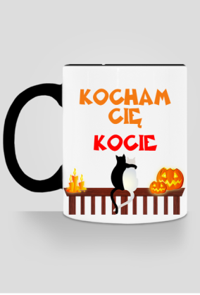 Kubek Kocham Cię Kocie z kolorowym uchem 2