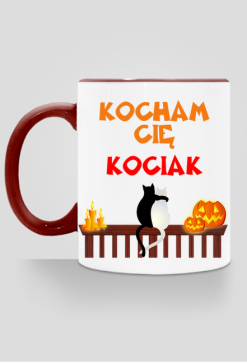 Kubek Kocham Cię Kociak z kolorowym uchem