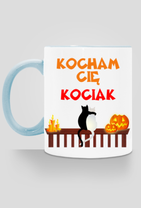 Kubek Kocham Cię Kociak z kolorowym uchem