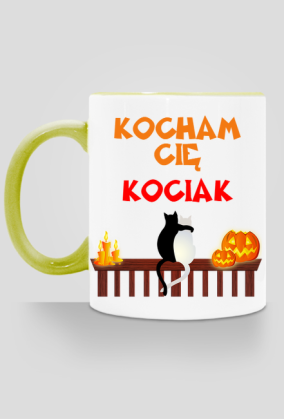 Kubek Kocham Cię Kociak z kolorowym uchem