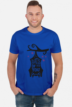 Bats Of To You - zabawny napis - nietoperz - Halloween - gwiazdy - gałąź - grafika - komiks - męska koszulka