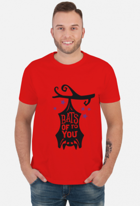 Bats Of To You - zabawny napis - nietoperz - Halloween - gwiazdy - gałąź - grafika - komiks - męska koszulka
