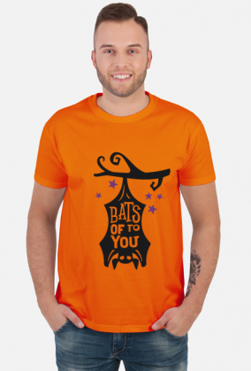 Bats Of To You - zabawny napis - nietoperz - Halloween - gwiazdy - gałąź - grafika - komiks - męska koszulka