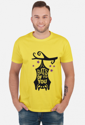 Bats Of To You - zabawny napis - nietoperz - Halloween - gwiazdy - gałąź - grafika - komiks - męska koszulka