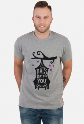 Bats Of To You - zabawny napis - nietoperz - Halloween - gwiazdy - gałąź - grafika - komiks - męska koszulka