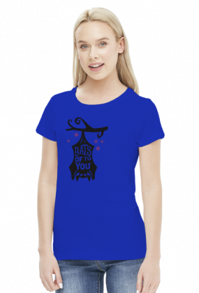 Bats Of To You - zabawny napis - nietoperz - Halloween - gwiazdy - gałąź - grafika - komiks - damska koszulka