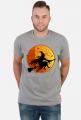 Czarownica / Wiedźma na miotle - księżyc w pełni - nietoperz - Halloween - sylwetka - humor - grafika - komiks - męska koszulka