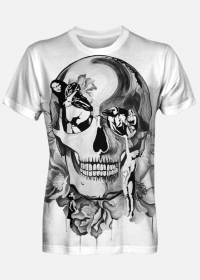 koszulka fullprint b&w skull