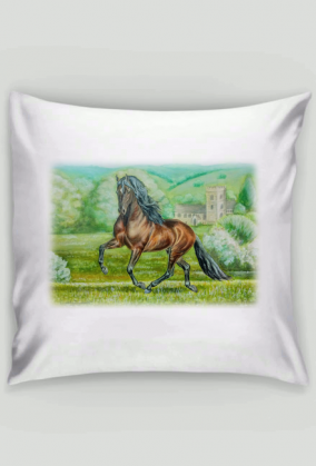 KOŃ GNIADY ANDALUZYJSKI- PRE - POSZEWKA NA PODUSZKĘ Z KONIEM - NADRUK Z 2 STRON