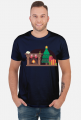Świąteczna atmosfera - choinka - skarpeta - śnieg - prezenty - kominek - kot - Boże Narodzenie - męska koszulka