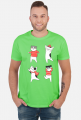 Tańczące koty w świątecznych ubraniach sweter - szalik - czapka - Boże Narodzenie - męska koszulka