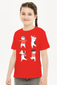 Tańczące koty w świątecznych ubraniach sweter - szalik - czapka - Boże Narodzenie - dziewczynka koszulka