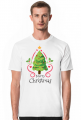 Choinka z bąbkami i gwiazdą oraz napis Merry Christmas - Boże Narodzenie - męska koszulka