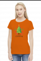 Choinka z bąbkami i gwiazdą oraz napis Merry Christmas - Boże Narodzenie - damska koszulka