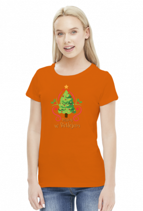 Choinka z bąbkami i gwiazdą oraz napis Dzisiaj w Betlejem - Święta - Boże Narodzenie - damska koszulka