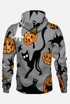 Halloween, koty, dynie, nietoperze