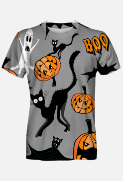 Halloween, koty, dynie, nietoperze
