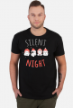 Urocze kotki w świątecznych czapkach. Napis Silent Night - Boże Narodzenie - Wigilia - śnieg - męska koszulka