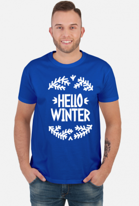 Napis Hello Winter - Boże Narodzenie - Wigilia - choinka - święta - męska koszulka