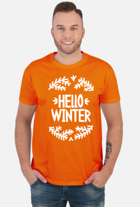 Napis Hello Winter - Boże Narodzenie - Wigilia - choinka - święta - męska koszulka