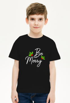 KOSZULKA DLA CHŁOPCA Z NAPISEM "BE MERRY"