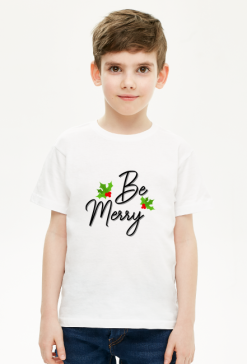 KOSZULKA DLA CHŁOPCA Z NAPISEM "BE MERRY"