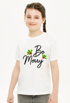 KOSZULKA DLA DZIEWCZYNKI Z NAPISEM "BE MERRY"