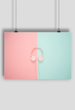 Pink&Mint Headphones Poster A2