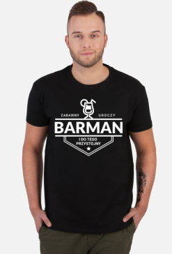 Koszulka męska ciemna - Przystojny barman