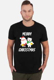 Koszulka Pijany Mikołaj i Misiu z piwem ,,Merry Christmas"
