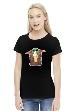 Baby Yoda Ice Cream Star Wars - damski tshirt