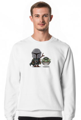 Mandalorian + Baby Yoda Cartoon - bluza męska