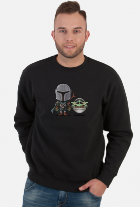 Mandalorian + Baby Yoda Cartoon - bluza męska