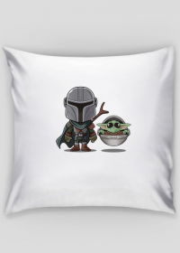 Mandalorian + Baby Yoda Cartoon - poduszka