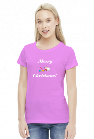 Koszulka świąteczna damska "Merry Christmas" Mikołaj z prezentami