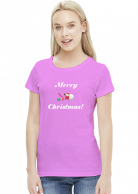 Koszulka świąteczna damska "Merry Christmas" Mikołaj z prezentami