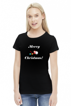 Koszulka świąteczna damska "Merry Christmas" Mikołaj z prezentami
