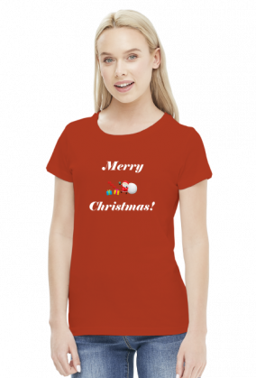 Koszulka świąteczna damska "Merry Christmas" Mikołaj z prezentami