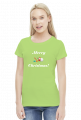 Koszulka świąteczna damska "Merry Christmas" Mikołaj z prezentami