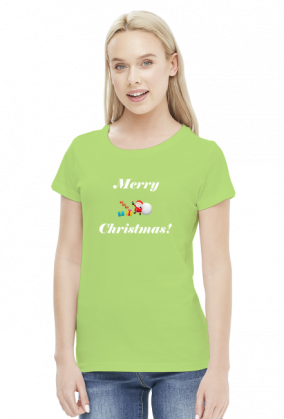 Koszulka świąteczna damska "Merry Christmas" Mikołaj z prezentami
