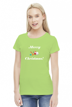 Koszulka świąteczna damska "Merry Christmas" Mikołaj z prezentami