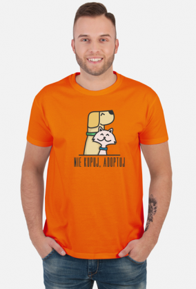 Nie kupuj, adoptuj / męski t-shirt / jasny