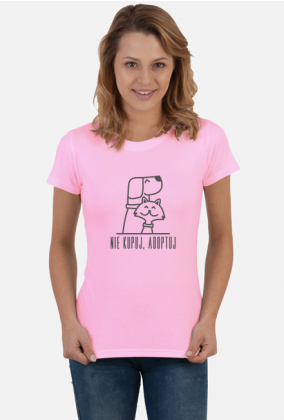 Nie kupuj, adoptuj / damski t-shirt / jasny